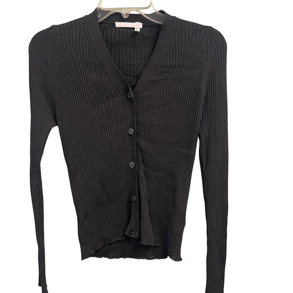 Maska Ribbed Knit Cardigan Style Top US Size 8 Wool Viscose Blend Made In Italy